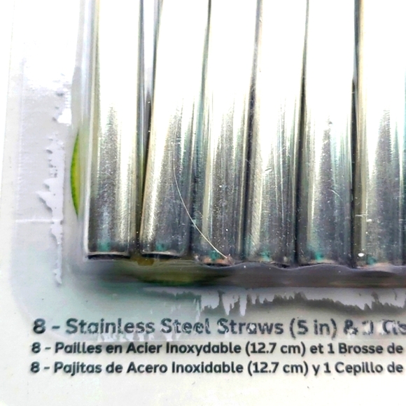 Oggi Set of 8 Stainless Steel Cocktail Straws with Cleaning Brush Reusable - Picture 6 of 6